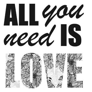 All You Need Is Love BW Universal Laptop 16in (13 x 9.4in) Skin